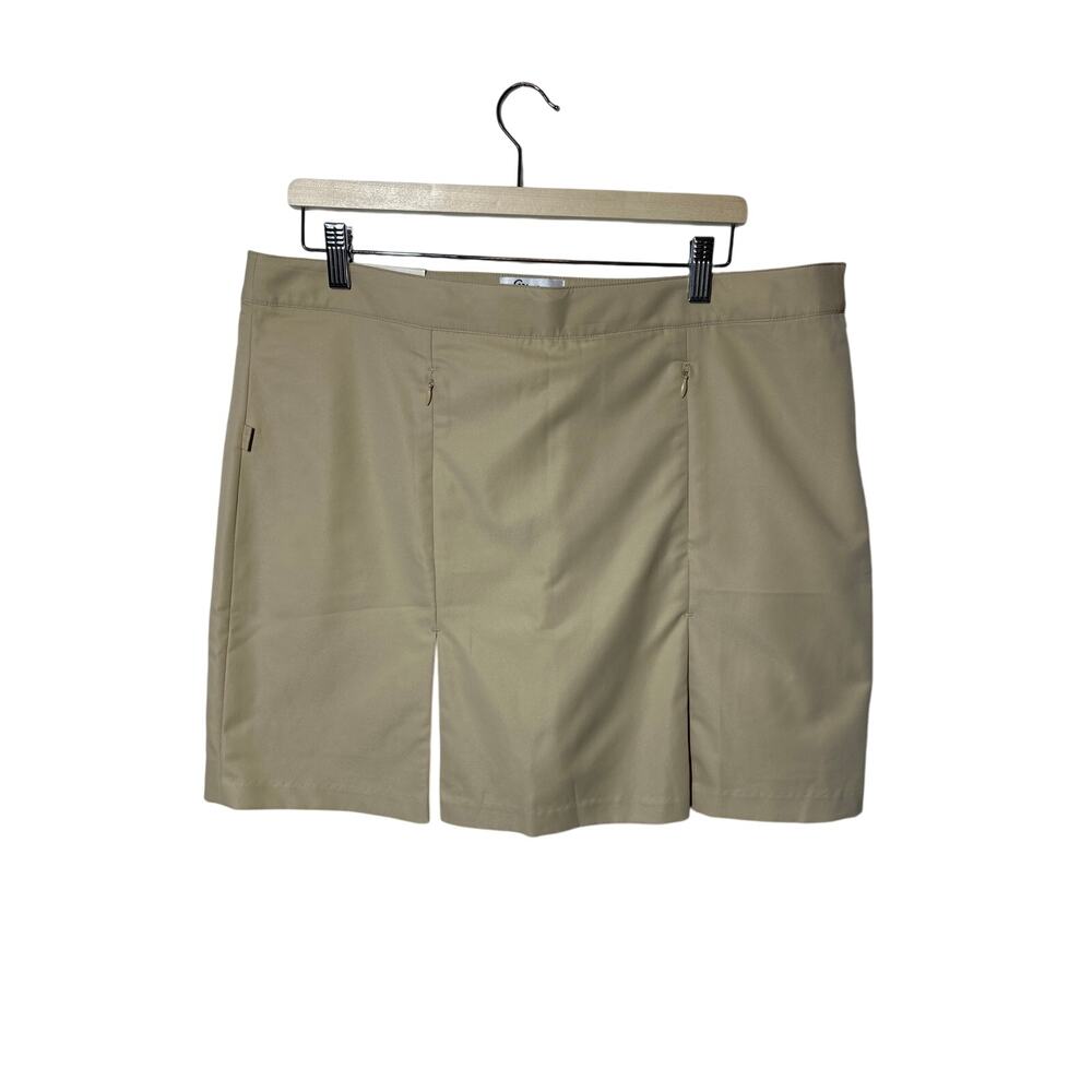 Greg Norman Perfect Fit Stretch Pleated Golf Tennis Skort G280H401 Sz 14 Khaki